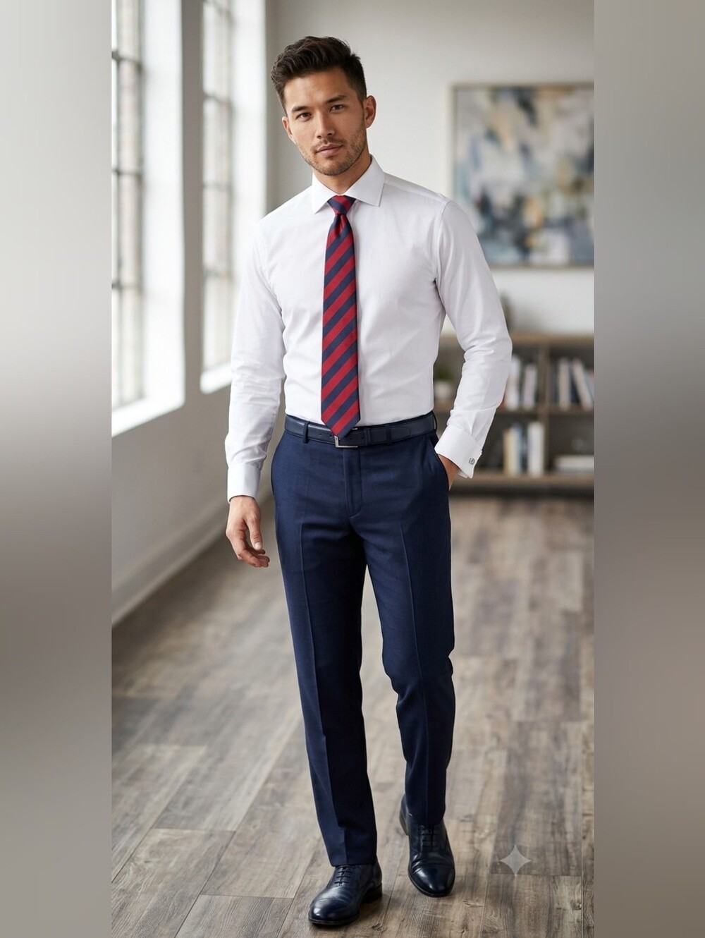 100% silk Ckassic Red Blue strip necktie from Banana Republic